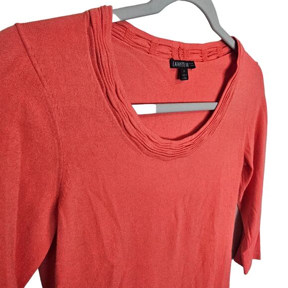 Lafayette 148 Sweater Knit Sweater Women S Orange Scoop Neck Sweater Pullover - Picture 5 of 8